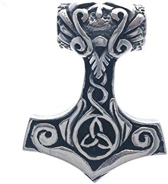 925 Sterling Silver Thor's Hammer Celtic Pendant w/ 18" Box Chain