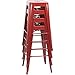 Furmax 30 Inches Metal Bar Stools Bar Height High Backless Stools Indoor Outdoor Stackable Kitchen Stools Set of 4 (Red)