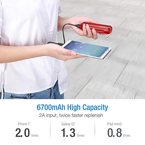 Aibocn Small Power Bank 6700mAh Portable Charger for iPhone X/XR/8 Samsung Huawei Mobile Phone Red