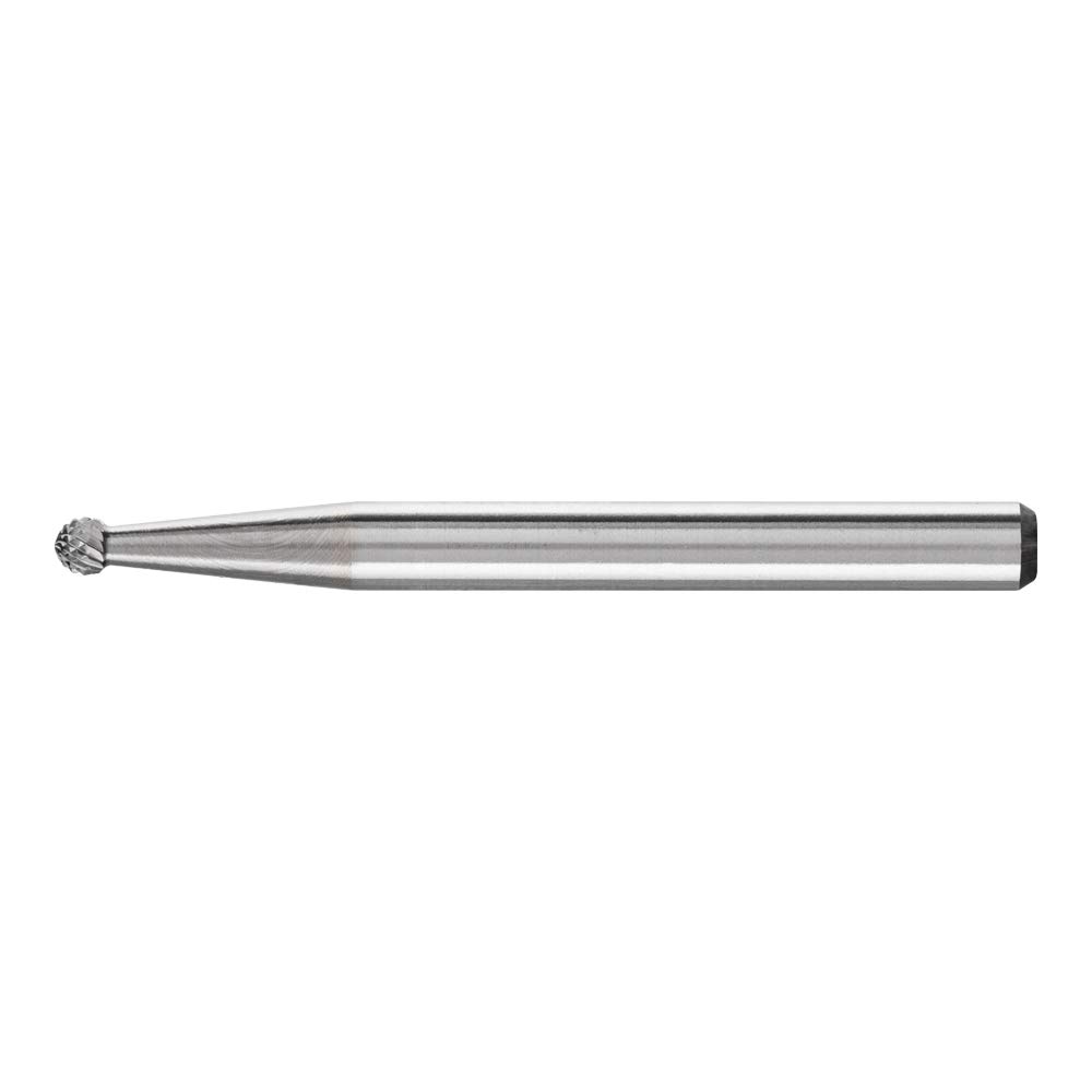 PFERD Carbide Burr, Ball Shape, KUD, Teeth Micro, Burr Diameter 2 mm, Shaft Diameter 3 mm, Length 33 mm, 21211033 - for fine Machining on Almost All Materials up to 68 HRC