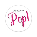 40 - Ready To Pop Popcorn Stickers, About To Pop Baby Shower Stickers (#368) (Pink)