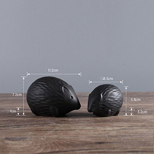 Aparts Ceramic Hedgehogs Porcelain Hedgehogs Figurines Home Decor, set of 2 (Black)