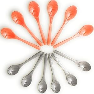 Kerafactum Plastic lepels, kleurrijke eierlepel, kleurrijke lepels, van plastic, 12 plastic lepels, theelepels, uillepel…