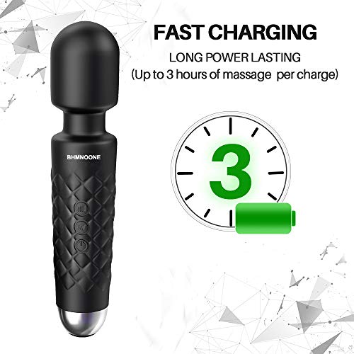 Upgrade Wand Massager,Handheld Cordless Rechargeable Wand Massager with 8 Powerful Speeds and 20 Modes,Waterproof Handheld Personal Powerful Wand Massager for Back Neck Shoulder Legs - Thumbnail 5