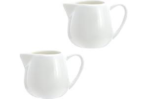 CHOOLD 2pcs Mini Classic Pure White Ceramic Creamer with Handle,Small Coffee Milk Creamer Pitcher(2oz/3.4oz) (XL (4.5oz))