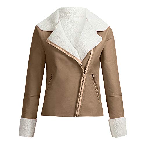 BeautyVan Womens Short Jackets Lapel Suede Leather Punk Motorcycle Jacket Faux Fur Wool Coat Outerwear - Thumbnail 2
