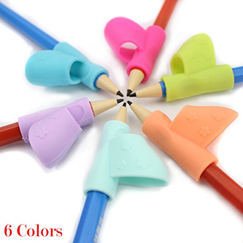 Pencil Grips for kids handwriting, ddLUCK Pencil Holder Pen Writing Aid Grip Posture Correction Tool Writing Claw for Right Handed 6PCS/Set - Thumbnail 2