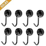 Tohoer Magnetic Hooks, Maximum 30lbs Heavy Duty Magnet Hook,Powerful Neodymium Magnets for Hanging with Strong Corrosion Protection for Home, Kitchen, Workplace,Office and Garage-8Pack