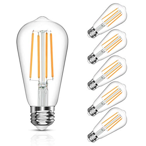 LANGREE Antique Vintage LED Light Bulbs, ST58 Edison Led Bulb, Equivalent 60W, Soft White 2700k, E26 Medium Base, Non-Dimmable, LED Filament Bulbs, Pack of 5