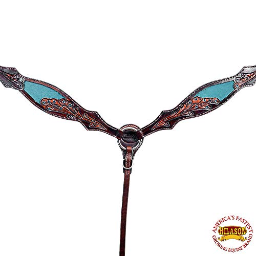 HILASON Western Horse Breast Collar Tack American Leather Dark Brown Floral