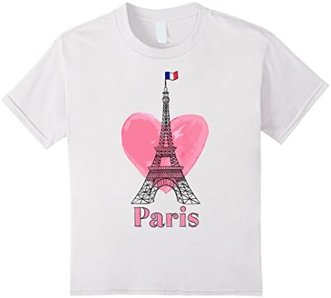 Kids Love Paris t shirt, France Flag &amp; Heart tshirt 8 White