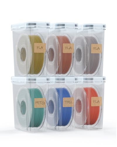 YOOPAI Filament Aufbewahrungsbox - 6 Pack Filament Container für 3D Druck Filament Versiegelung und Schutz - Tragbare Aufbewahrung mit Trockenmittel&Etiketten,
