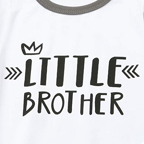 NUWFOR Newborn Infant Kids Baby Boys Outfits Letter Print Romper Jumpsuit+Pants+Hat Set(Gray,6-12 Months) - Thumbnail 2