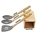 NEXGADGET Premium Silicone Kitchen Utensils 9-Piece Cooking Utensils Set with Bamboo Wood Handles for Nonstick Cookware, Utensils Holder Included
