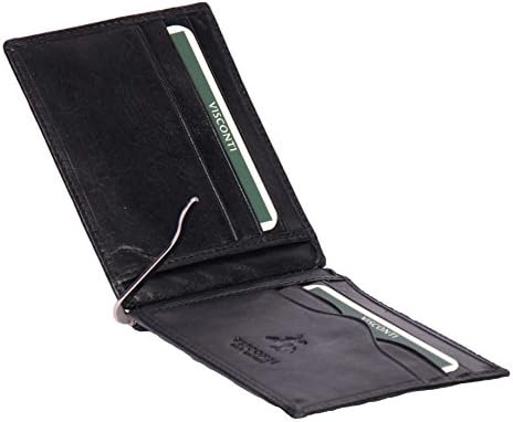 Mens BLACK Leather Wallet Slim Banknotes Money Clip Credit Cards Gift Boxed - Dollar