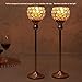 VINCIGANT Pair of 2 Gold Crystal Candle Stand Holders/Dinning Room Table Decorative Candle Lantern Centerpieces for Anniversary