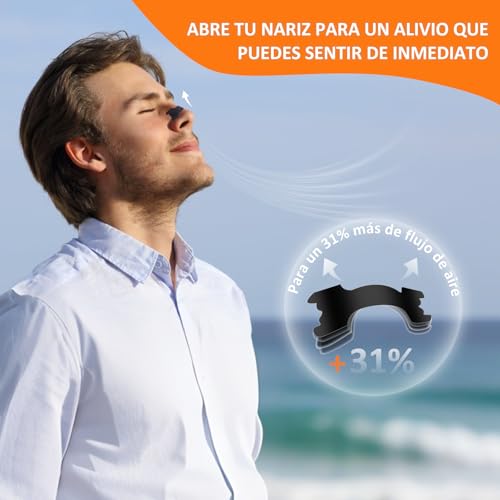 Tiras Nasales Antironquidos - 120 Nasal Strips para Alivio Instantáneo de la Congestión, Mejor Respiración y Sueño, Ideales para Deporte, Mejoran la Oxigenación - Hipoalergénicas y Seguras para la Piel (Negras)