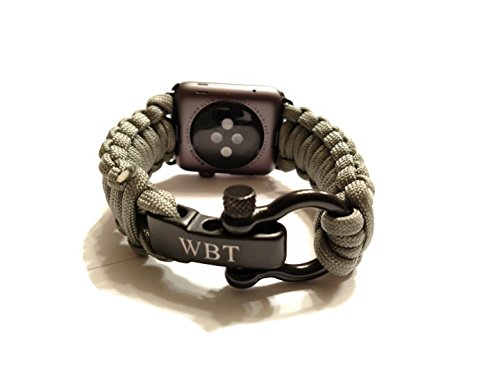WATER BEAR TACTICAL 550 Paracord Band Made for Apple Watch 42mm & 44mm with Stainless Steel Shackle for Apple Watch Series 4, 3, 2, 1 (Olive, Small)