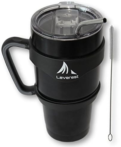Tumbler 30z with Lid, Steel Straw and Easy Grip Handle - Splash and Spill Proof - Powder Coated with Thermal Insulation - Ideal Travel Thermal Mugs for Hot and Cold Drinks Like Coffee or Tea