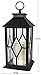 BANBERRY DESIGNS Decorative Black Lantern - Indoor/Outdoor Lantern with a Flameless LED Pillar Candle and 5 Hour Timer - Outdoor Lighting - 13