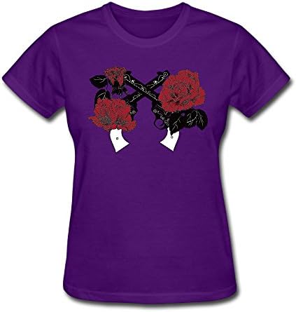 Women's Tee, Rose Gun Cotton Printed Short Sleeve Tops T Shirt Pullovers Purple