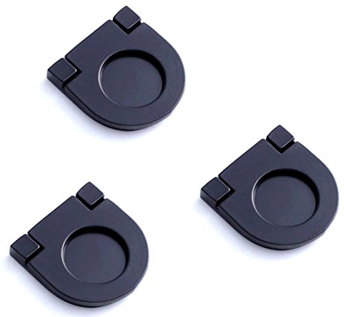 SamIdea 3-Pack Recessed Type Rustproof Alloy Door Furniture Flush Pull Handle Knobs,Black