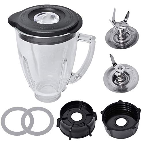 Blender Glass Jar Replacement Oster & Osterizer 6 Cup Glass Blender with Ice Blade,Bottom Cap