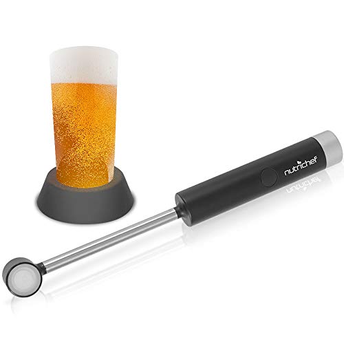Portable Electric Ultrasonic Drink Frother - Battery Operated Handheld Beer Foam Maker Machine w/Stainless Steel Wand