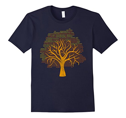 Men's Binary Tree Computer Coding T-Shirt Large Navy