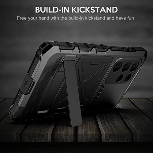 LSoug Samsung Galaxy S23 Ultra Metal Case, [10FT Military-Grade Protection] [Built-in Screen Protector] Rugged Full-Body Heavy Duty Shockproof Shell for Galaxy S23 Ultra 6.8 inch（Black）