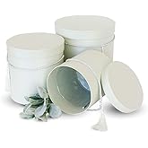 UNIKPACKAGING Premium Quality Round Flower Box, with Tassel, Gift Boxes for Luxury Flower and Gift Arrangements, Set of 3 pcs (Silver White)