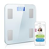 Adoric Premium Smart Scale Bathroom Scale, Weight/Body Fat/BMI/Fitness Body Composition Analysis, Tempered Glass Surface, Auto On/Off, Auto Zeroing