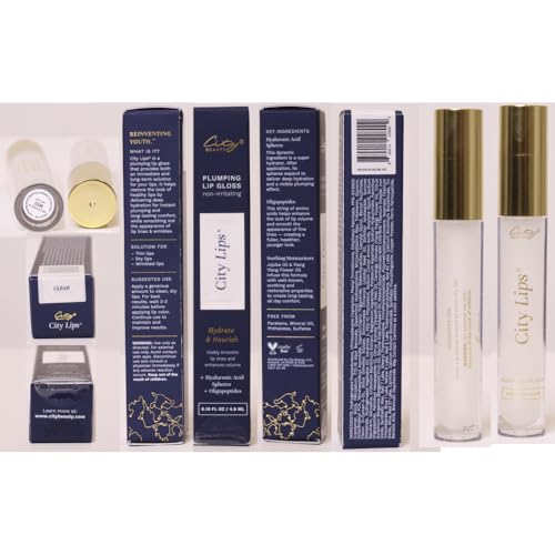 City Beauty City Lips Clear - Plumping Lip Gloss - Hydrate & Volumize - High Shine Lip Plumper - Hyaluronic Acid & Peptides Visibly Smooth Lip Wrinkles - Cruelty-Free