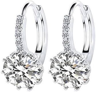 XDLiu Fashion 18K White Gold Filled Cubic Zirconia Elegant Hoop Earrings White One Size