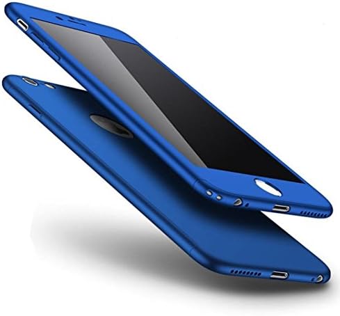 Omorro for iPhone 6/6S Case, 360 Full Edge Encase Plating Combined Hard Bumper Frame Ultra Hybrid Cover with Tempered Glass, Fullbody Ultralight Slim Anti-Drop Protection for Apple iPhone 6/6S Blue