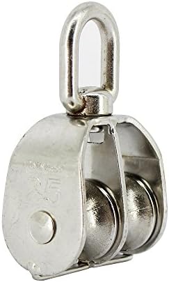 Evazstyle Double Pulley Rope Pulley Block Rope Hoist Set 304 Stainless Steel for Wire Rope Cable Great For Construction Work and Moving 2pcs