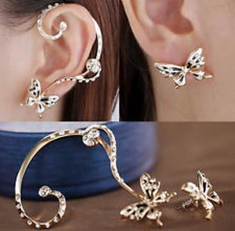 Pixel Jewelry 1985 - 1Pair Fashion Women Butterfly Ear Cuff Stud Crystal Rhinestone Earrings Gift