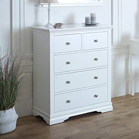 Melody Maison White 5 Drawer Chest Of Drawers Newbury White