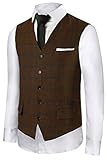 Hanayome Men's Gentleman Top Design Casual Waistcoat Business Suit Vest VS20,Brown,XL(US Tag Chest 48