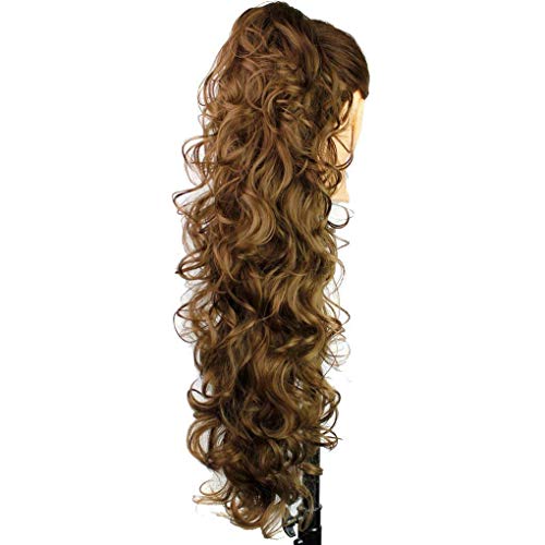 S-ssoy 31"(78cm) Women's Curly Pony Tail Hair Piece Synthetic Claw Clip Ponytail Wavy Long Curled in Hair Extension Extensions Long/Voluminous Wig Hairpieces for Women Girls Lady,12# - Thumbnail 7