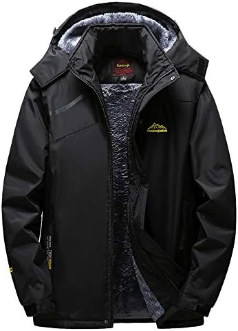 Dreamyth Mens Long Sleeve Winter Outdoor Cashmere Thickening Hoodie Zipper Sport Outdoor Assault Coat