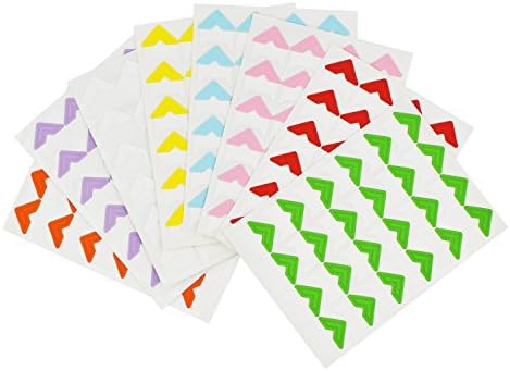 9 Sheets Multi-Colored Photo Mounting Corners Sticker Self-Adhesive Cardstock for DIY Scrapbooking, Picture Album, Personal Journal, Dairy (Total 216Pcs)