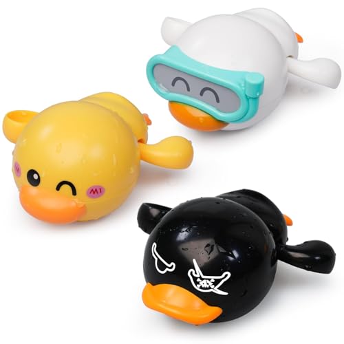 TERRIFI Baby Bath Toys, 3 Pcs Wind Up Duck Bathtub Toys for Toddlers 1-3 Years Old, Floating Pool Games, Water Toys for Swimming for Boys and Girls