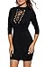 Alvaq Women's Sexy Grommet Lace Up Front Long Sleeve Bodycon Club Mini Dress