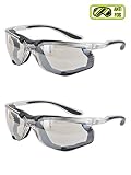 Magid Safety Y84BKAFIO Protective Glasses | Sporty Impact Resistant Clear Safety Glasses with a Removable Foam Liner & Black TPR Temples - UV Protection, Anti-Fog, Scratch Resistant (2 Pair)