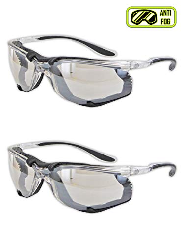 Magid Safety Y84BKAFIO Protective Glasses | Sporty Impact Resistant Clear Safety Glasses with a Removable Foam Liner & Black TPR Temples - UV Protection, Anti-Fog, Scratch Resistant (2 Pair)