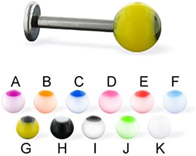 MsPiercing Panda Ball Labret, 14 Ga, Ball Size:1/4" (6Mm)