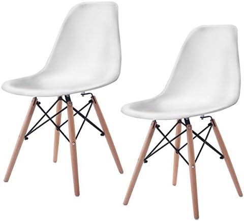Z Concept Furniture Modern Wooden Eames Chair, Set of 2 (White)