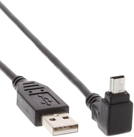 InLine 34110 USB 2.0 Mini Cable USB-A Male to Mini USB-B Male 5-Pin90° Angled Connector Black 1 m, 1 Meters