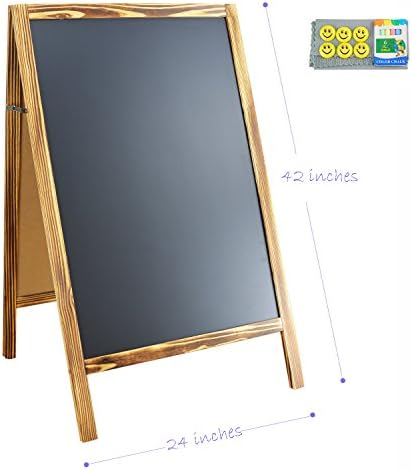 42"x24" Rustic A-Frame Double Sided Hand-Torched Natural Wooden Magnetic Chalkboard for Outdoor Events, Weddings,Coffee shops,Business Signs(American Southern Yellow Pine)